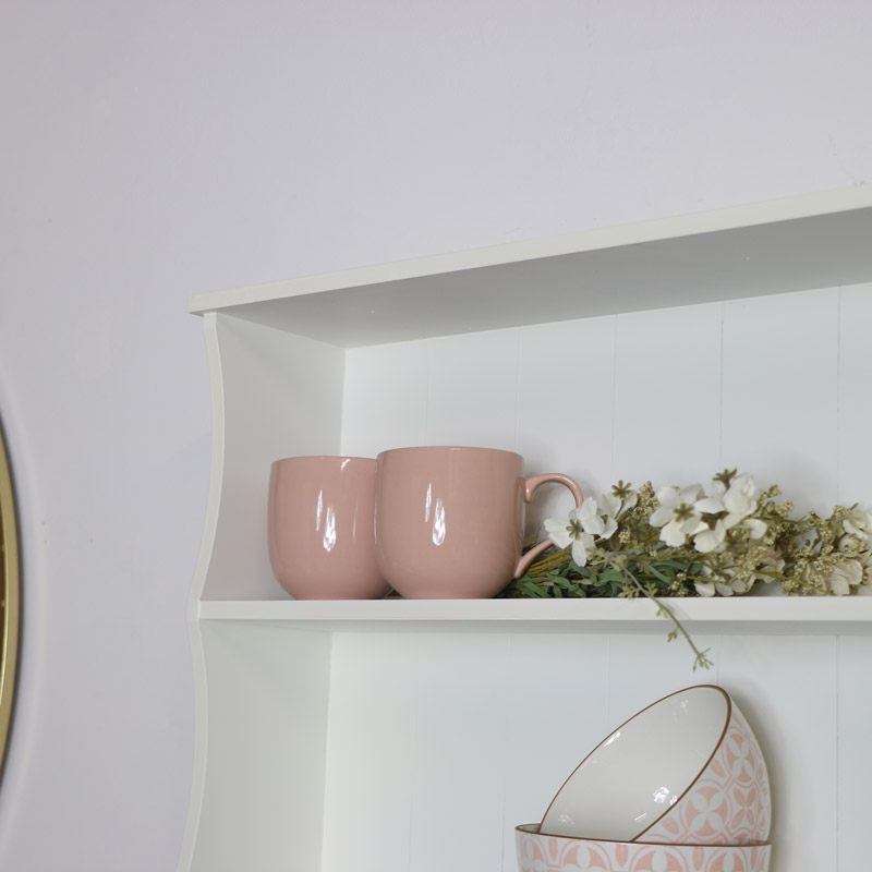 Large Cream Wall Shelf with Heart Drawer Storage Flora Furniture